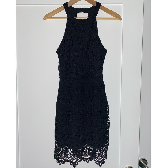 NWOT Black Lace Highneck Minidress from Hollister - Picture 2 of 8